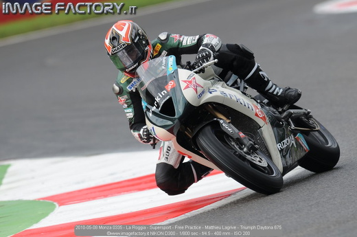 2010-05-08 Monza 0335 - La Roggia - Supersport - Free Practice - Matthieu Lagrive - Triumph Daytona 675